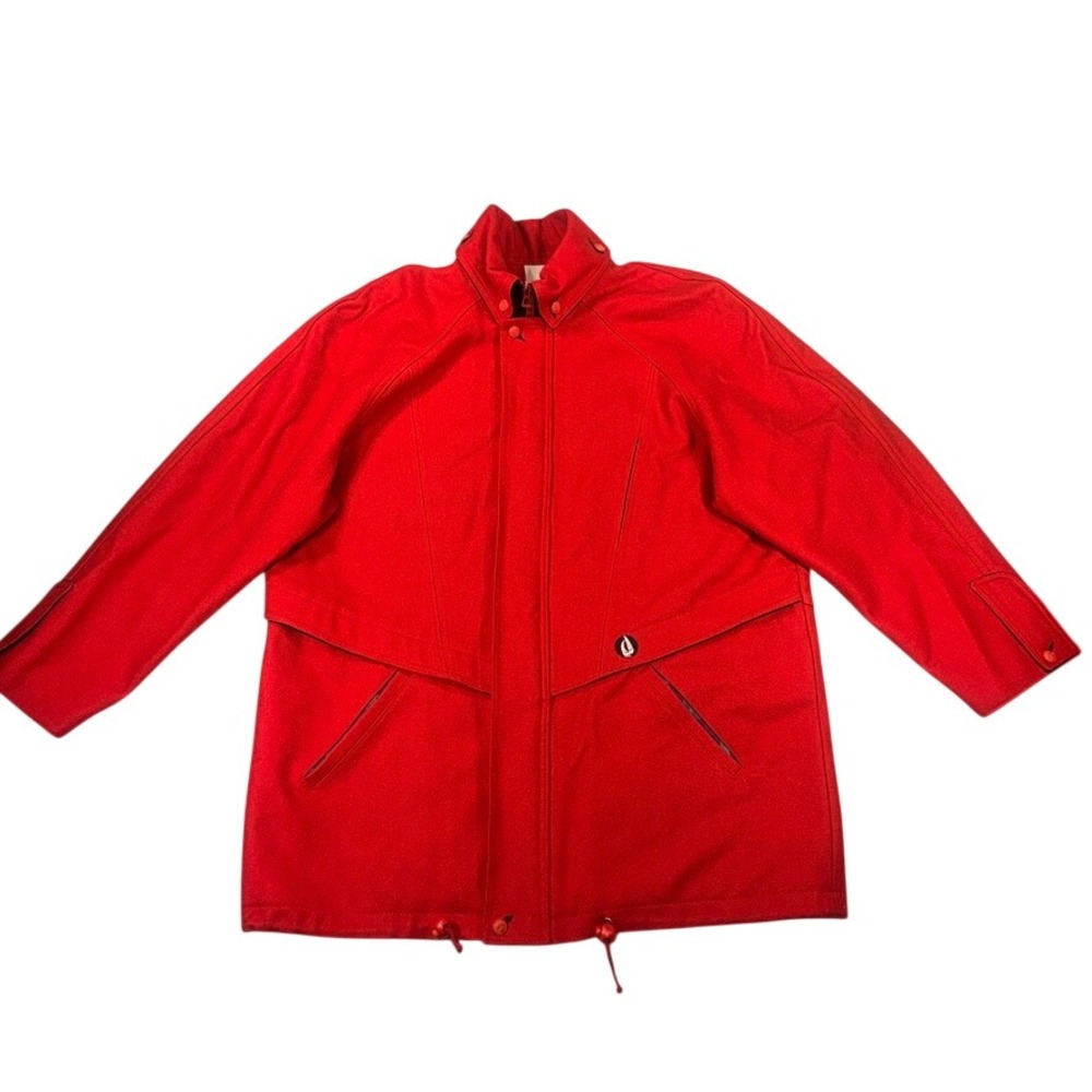 Michele Beaudouin Heavy Parka Jacket XL Red Hidden Pocket European Coat